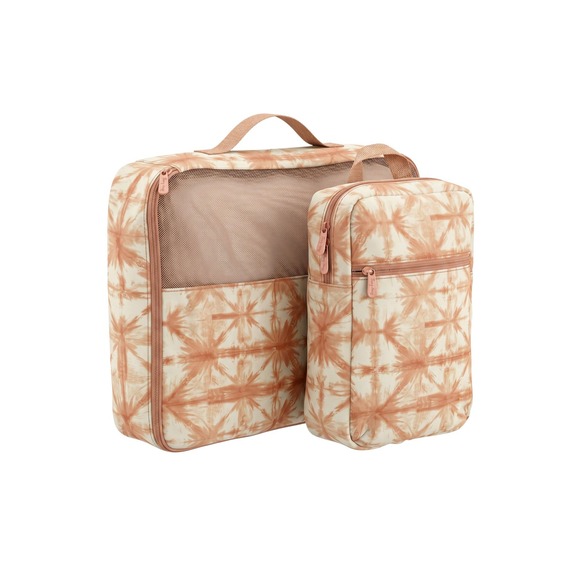 thirty-one Handbags - NWOT Thirty-One Packing Cubes Peach Tie-Dye Palm Print Travel Organizer Set of 2